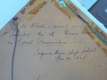 Inscription on back of 1927 photograph of Sequoia High School