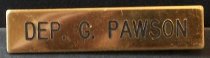 SMCSO Dep. G. Pawson Pin belonging to Gjon T. Pawson, c. 1981-1986