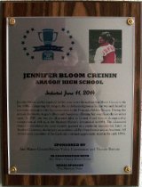 Jennifer Bloom Creinin Peninsula Sports Hall of Fame Plaque, 2014
