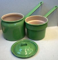 Green Enamelware Double Boiler, c. 1930s