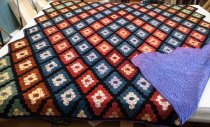 Hand-Made Hexagonal Block Quilt, pre-1989