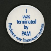 Raychem Corporation Termination Button, Pam, c. 1970s-1990s