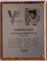 Barb Beainy  Sports Hall of Fame Plaque