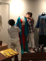 Chizuko Akutagawa & Tomoe Obata Installing Kimono