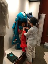 Chizuko Akutagawa & Tomoe Obata Installing Kimono