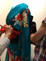 Chizuko Akutagawa & Tomoe Obata Installing Kimono
