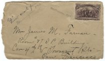 Envelope from Letter Mailed from Burlingame Post Office Opening Day, Octobe
