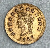 California Half Dollar Gold Piece, 1852