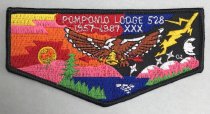 Pomponio Lodge 528 30th Anniversary F12 Flap Patch, 1987