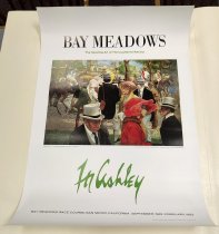 Bay Meadows 1982-1983 Poster featuring "Longchamp Paddock - Grand Prix de P