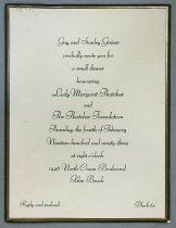 Untitled [Invitation Card to Bill Laughlin for Dinner Honoring Margaret Tha