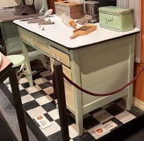 Kitchen Cabinet with Attached Stool, c. 1930s