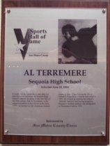 Al Terremere Sports Hall of Fame plaque