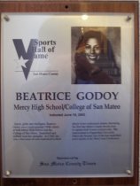 Beatrice Godoy Sports Hall of Fame plaque