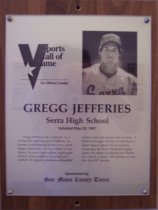 Gregg Jefferies Sports Hall of Fame plaque