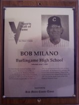 Bob Milano Sports Hall of Fame plaque