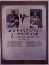 Bruce and Byron Van Alstyne Sports Hall of Fame plaque