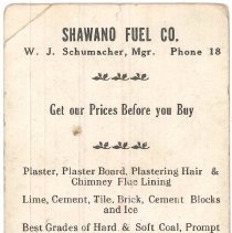 SHAWANO FUEL CO. AD CARD
