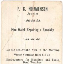 F.C. NOMMENSEN JEWELER ad card