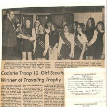 Cadette Troop12 receiving Cookie Trophy