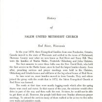 Centennial of Salem United Methodist Church, Red River, Wisconsin