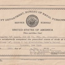 Electrician Mate's School certificate