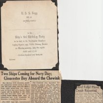 USS FOGG (DE-57) birthday invitation and two articles