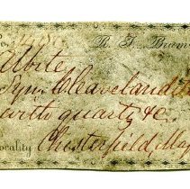 Historic specimen label for Albite, 1400.