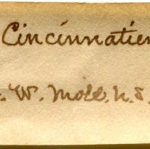Historic Mazyck label for Cincinnatia integra, 21-021.