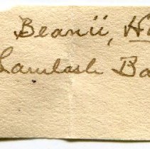 Historic Mazyck label for Alvania beanii, 21-124.
