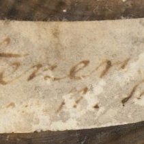 Historic label for Villosa vibex, adhered to exterior of 21-389.4.