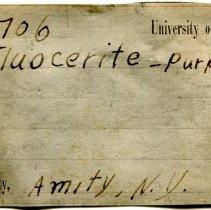 Historic University of South Carolina label for Fluocerite, 8414.