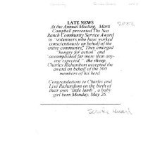 Sheep get Community Service Award