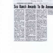 Sea Ranch Awards to be Announced