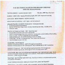 The Sea Ranch Association Airstrip Briefing and Use Regulations, July 5, 1995