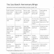 Sea Ranch 50th  Anniversary Bingo Game card