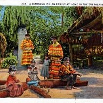 Seminole Indian family at home in the Everglades