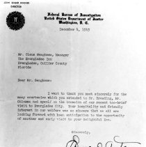 FBI thank you letter to Snooky Senghaas