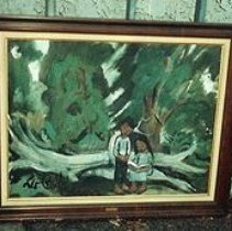 [Children Reading on a Log]