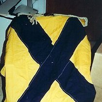 [Signal Flag - Yellow Field, Dark Blue X]