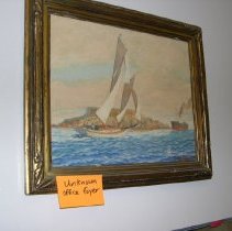 Schooner, Ocean Wave Passing Dead Man's Island, San Pedro, California