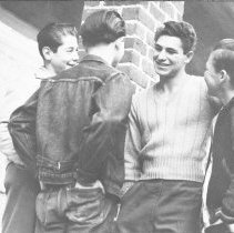 Hamilton High School Activities, Boys conversing outside of class.