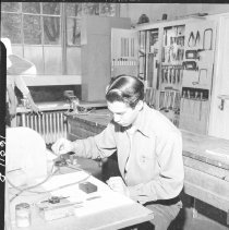 Hamilton High School Activities, Industrial Arts: Student working on jewelr