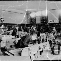Manual training class. [Wood shop, Woodworking, Millwork, Industrial Crafts, Educational Laboratories, Los Angeles High School, 1899].