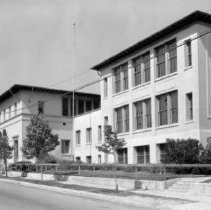 Rowan Ave. School, progress in reconstruction of schools after the 1933 earthquake.