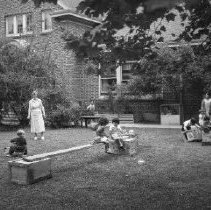 Sawtelle Blvd. School.  Playground on lawn for Kindergarten children.