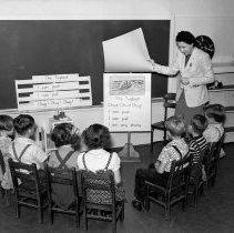 109th St. school activities, Lower elementary.  Reading about the work of a