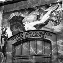 Washington high school activities.  Entrance showing mural of George Washington over entrance.  [Barse Miller's "George Washington, 1936]