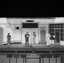 Lincoln high school activities.  Stage setting for radio program.