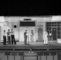 Lincoln high school activities.  Stage setting for radio program.